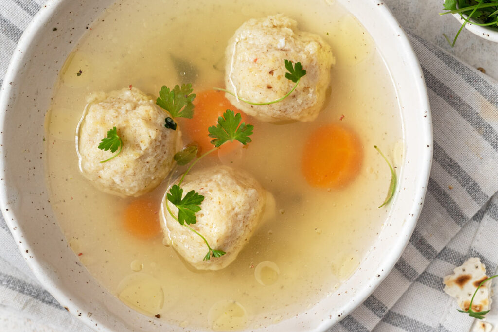 Kosher for Passover matzah balls soup