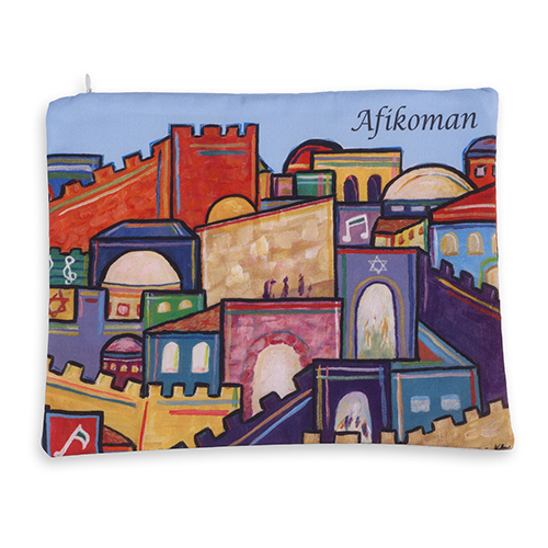 Artistic Afikomen Bag With Old City of Jerusalem Design By Jordana Klein