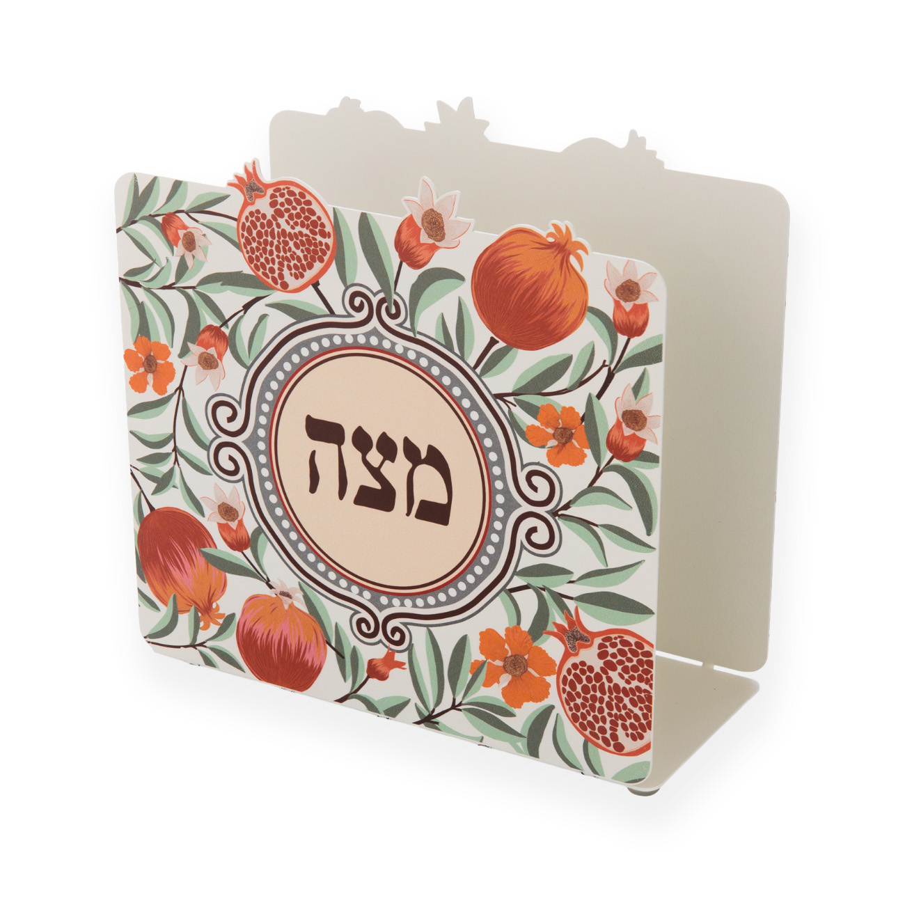 Matzah Stand with Floral & Pomegranate Design by Dorit Judaica