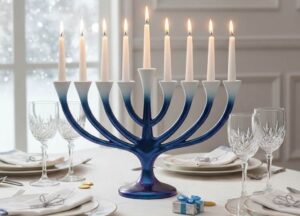 Modern Hanukkah menorah