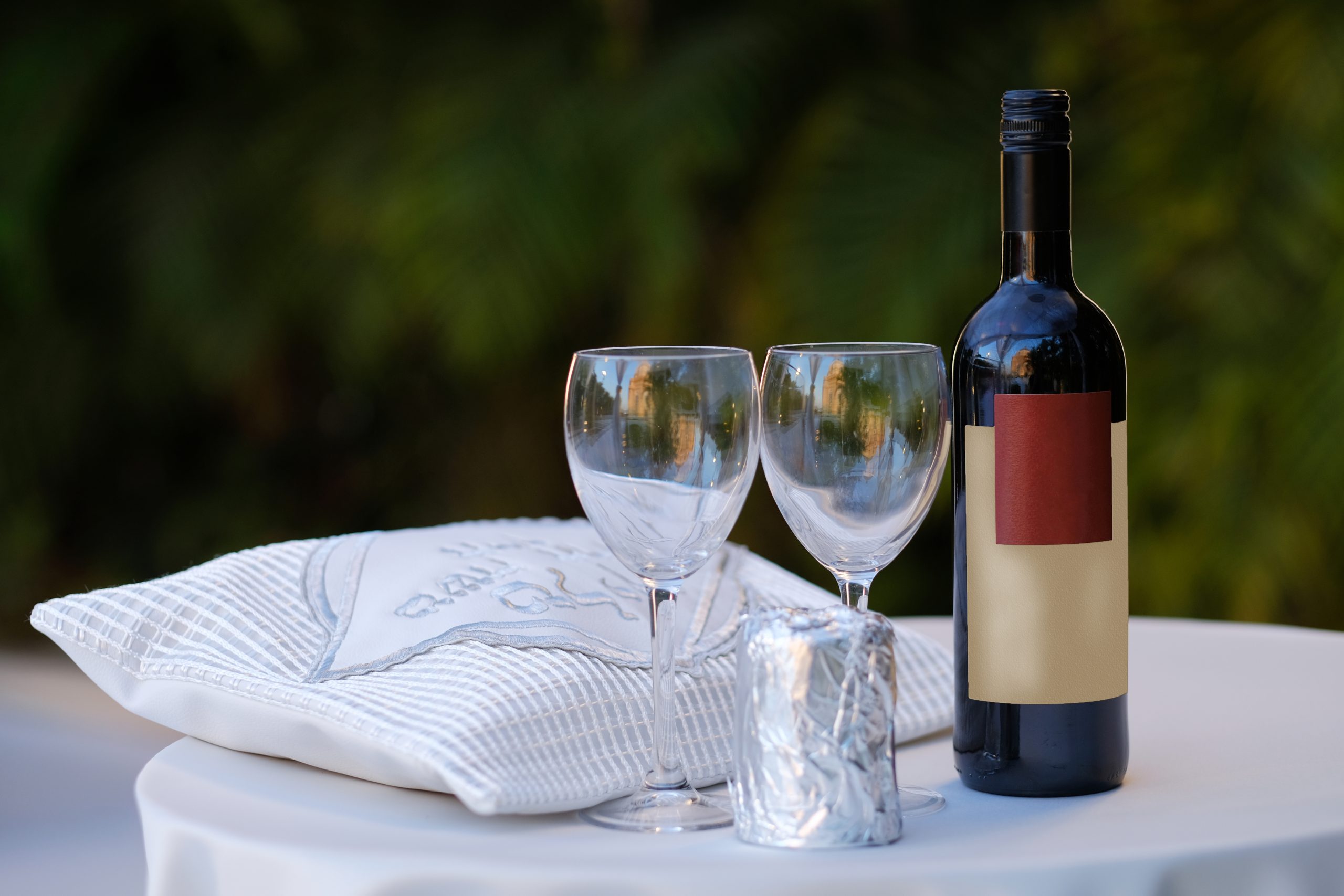 Beautiful photo of the Jewish Hupa , wedding putdoor .