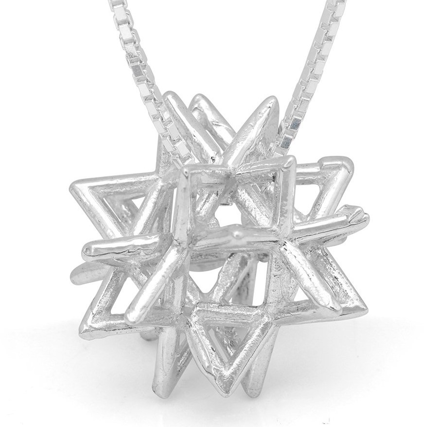 silver merkaba star of David necklace