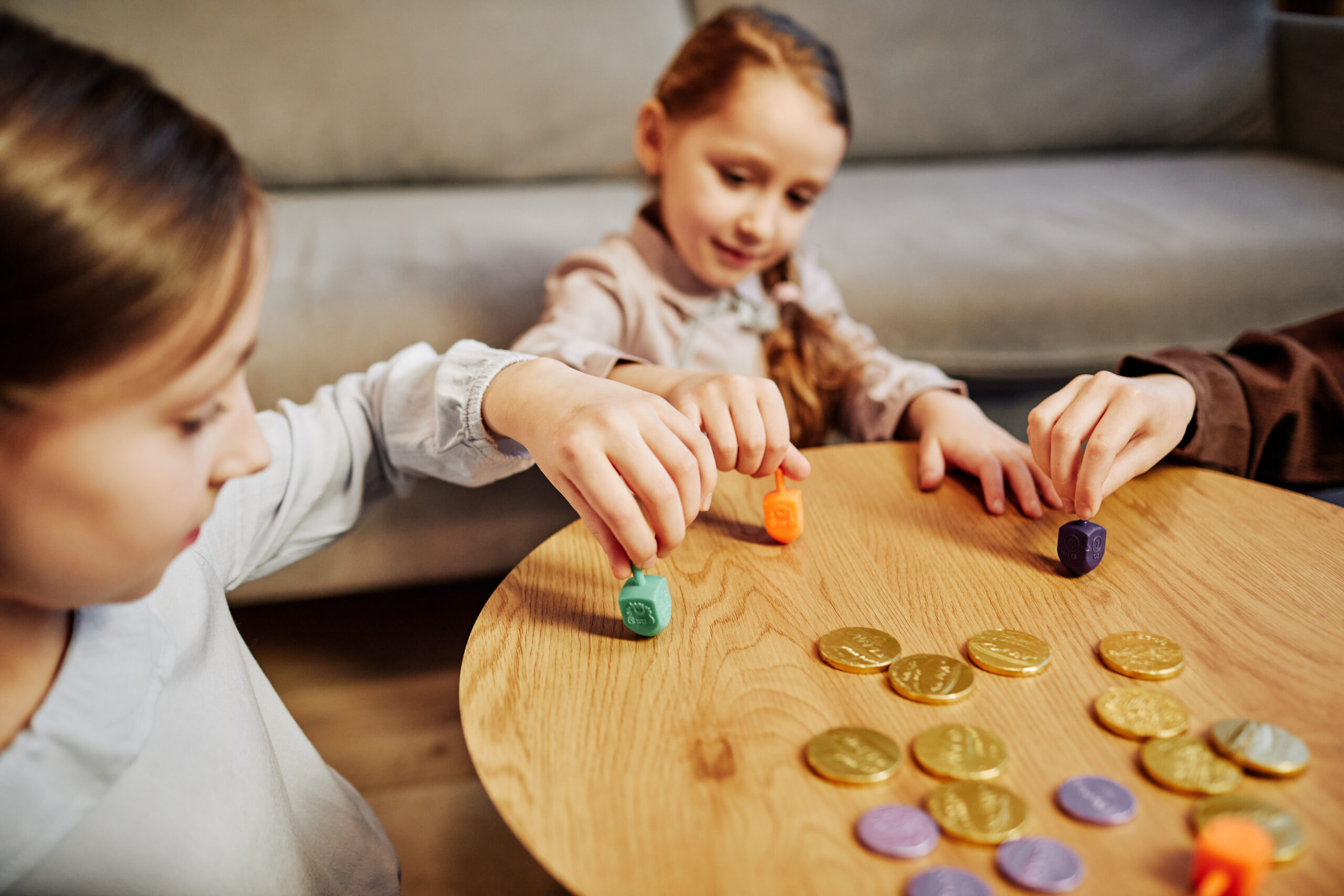 Jewish Children Playing Dreidel