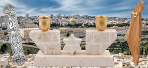 Jerusalem stone olive wood and silver by Judaica Webstore